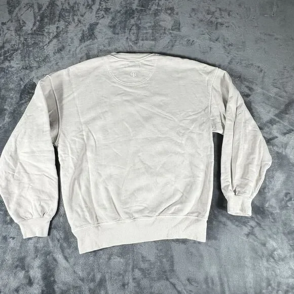 Anine Bing Muse Sz S Tiger Sweatshirt Beige Fleece Pullover Glam Minimalist Art - Picture 11 of 13